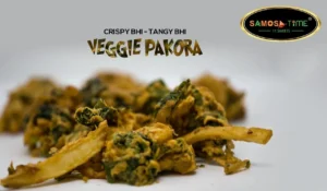 Veggie pakora with crispy, tangy flavor.