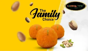 Orange sweets with pistachios on yellow background.