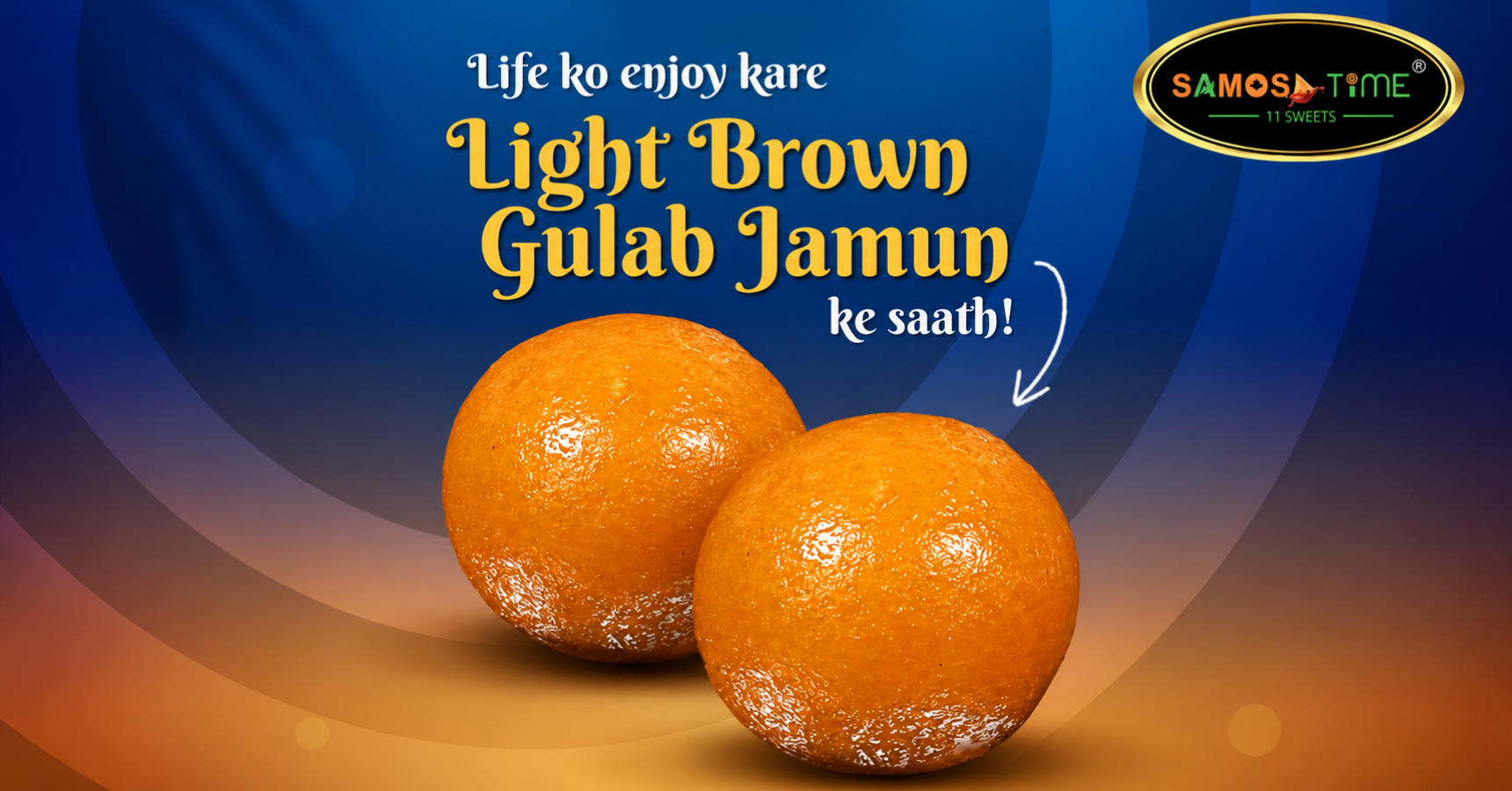 Two light brown gulab jamuns on display.